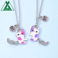 FORBETTER Best Friend Magnetic Necklace, Cartoon Animals Alloy Cartoon Pendant Necklace, Cartoon Ele