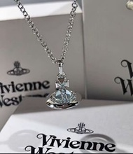 紫鑽🌟誠信商家🌟💜全新Vivienne Westwood 西太后新款冰川藍中orb土星項鍊