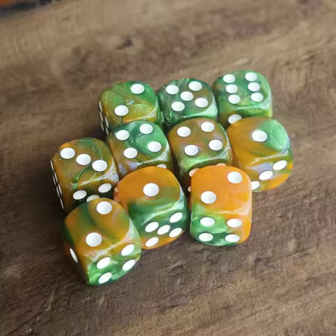 16MM Green and Yellow Shiny Starlit Sky D6 Dice Set Warhammers 40K Dungeons and Dragons Board Game