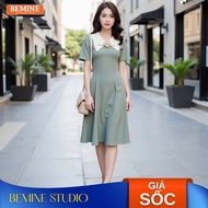 BEMINE dress designed with heart collar and A-line floral appliqué, suitable for work-MT11164