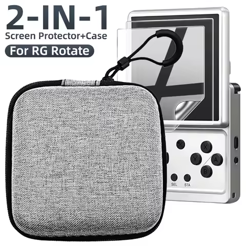 Bag+Film for ANBERNIC RG Rotate - Soft Full Coverage Screen Protector & EVA Portable Storage Case fo