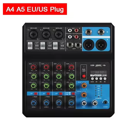 LEEDOAR HD A4 A5 Soundcard Mixing Console Mixer Professional Audio 4 5 Channel Sound Mixer For Live 