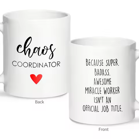 1pc, 11 Oz Frosted Glass Mug, Gifts for Women, Chaos Coordinator Coffee Mug, Unique Gift idea for Bo