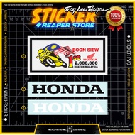 Original Honda Restore 1PCS STICKER BOON SIEW 1ST 2000000 BUATAN MALAYSIA EKOR BELAKANG STIKER Logo 