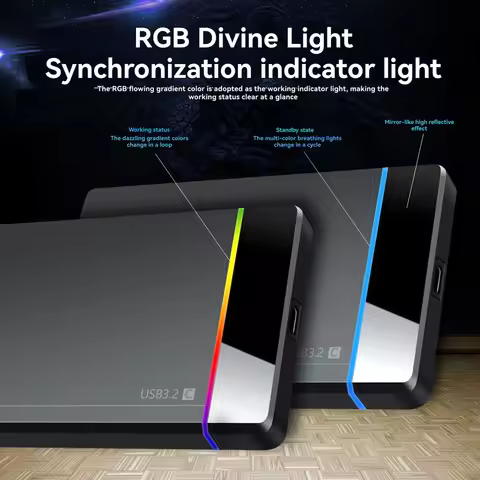 AED7-2.5 Inch HDD/SSD Type-C RGB Enclosure SATA To USB3.2 Gen1 5Gbps HD External Hard Drive Enclosur