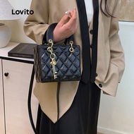 Lovito Elegant Metal Buckle Small Shoulder Bag for Women LFA94118 Lovito Gelang Pinggang Logam Yang 