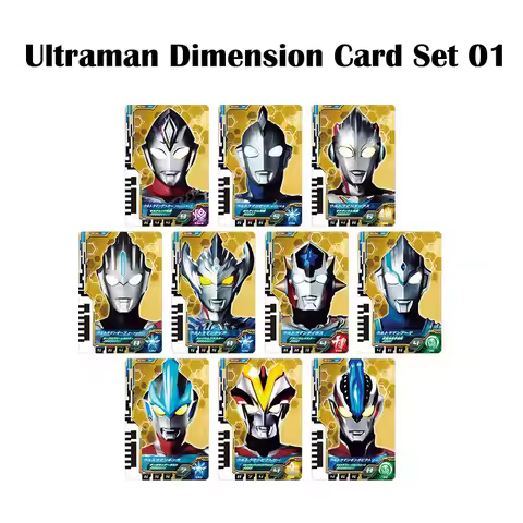 Bandai Ultraman Dimension Card Set 01 New Generation Heroes DX Cards 10pcs Metallic Finish Ginga Vic