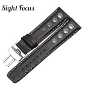 20mm Orange Red Stitched  Watchband for Chopard Tissot T91 Leather Strap 1853 PRS516 T044 T21 T100 W