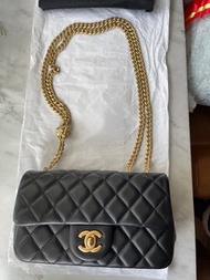 Full set 全套 Chanel flap bag  23s cf mini 山茶花 調節扣 羊皮 手袋