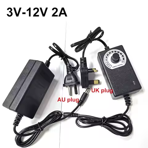 3V–12V 5V 6V 9v 12v 2A AC to DC Adjustable DC Power Supply Switch UK AU plug Charger Power Adapter S