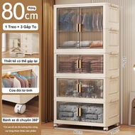 Tủ Nhựa Đựng Quần Áo Tủ Quần Áo Trẻ Em 80cm - Trong Suốt Dung Tích Lớn Chống Bụi & Côn Trùng An Toàn