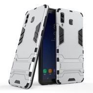 Heavy Duty Dual Layer Drop Protection Shockproof Armor Hybrid Steel Style Protective Cover Case with Self Stand for Samsung Galaxy A8 Star