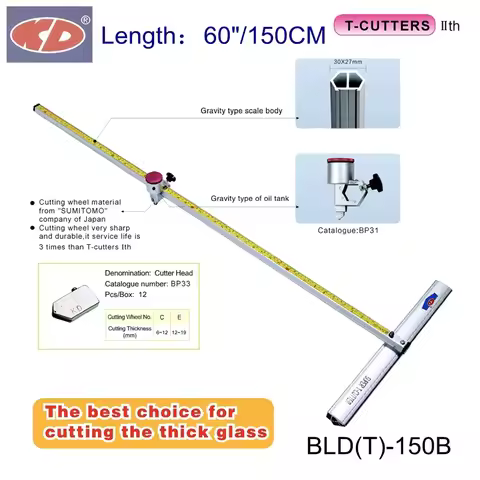 NEW! KD 60"/150CM Speed T Shaped Oil Filled Glass Cutter Cutting Tool.Cutting glass 6~12 mm.