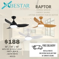 (installation) Bestar Raptor ceiling fan with light 33/38/48 inch dc motor with 3 tone led light and remote contro