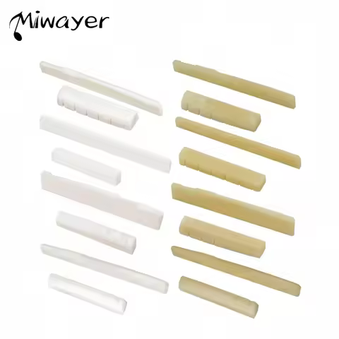 Miwayer 1pair Real Bone Guitar Bridge Nut & Saddle for 6/12 String Acoustic Classical YMH Unbleached