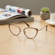 Women's Retro Y2K Cat Eye Glasses with Metal Frame, Available in Prescription from -0.50 to -6.00, B