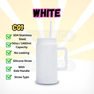 <Malaysia Stock>Modern 50oz Simple Car Cup Tumbler With Handle And Straw Lid Thermos Cup Reusable Sn
