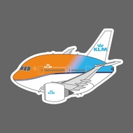 Dutch Airlines Orange Pride Q Version Boeing 777 Airplane Shape Waterproof 3M Sticker Size 90mm