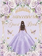 Quinceanera Guest Book Hardcover Purple Roses Floral Princess Lilac Dress: Mis Quince Años ( Sweet 1