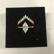 2Pcs/Set 1ct 6 Claw Design Colorless Moissanite Diamond 2 In 1 Double Rings Marquise Adjustable Ring