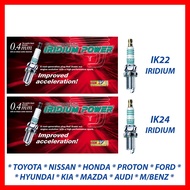 (100% ORIGINAL) DENSO IRIDIUM IK22 IK24 Spark Plug (4PCS) Toyota Vios Nissan Honda Proton Perodua Hy