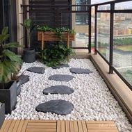 Jingyard 50kg White Factory Direct Sales Paving Garden Stone White Pebble White Landscape Paving Sto