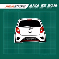 Sticker Kereta Axia SE 2019, Sticker Belakang, Custom Warna dan Nombor Plate.