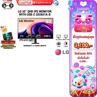 [เก็บคูปองลดสูงสุด 3100.-][ผ่อน 0% 6 ด.]LG 32” QHD IPS MONITOR WITH USB-C 32U631A-B (IPS QHD/100Hz) 