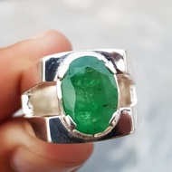 天然鮮豔綠寶石戒指 祖母綠寶石戒指 鮮豔大顆祖母綠 925