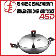 ASD HP8536-RD 36CM GUSTO RED WITH STAINLESS STEEL COVER NON-STICK WOK