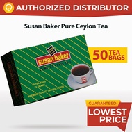 Susan Baker CEYLON TEA Bags 50 sachets – Black Tea Orange Pekoe Leaves for Teapot, Mug Brewing