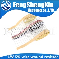 50pcs/lot 1W 5% wire wound resistor Fuse winding resistance 0.1R 0.15R 0.33R 1R 2R 2.2R 3R 4.7R 5.1R