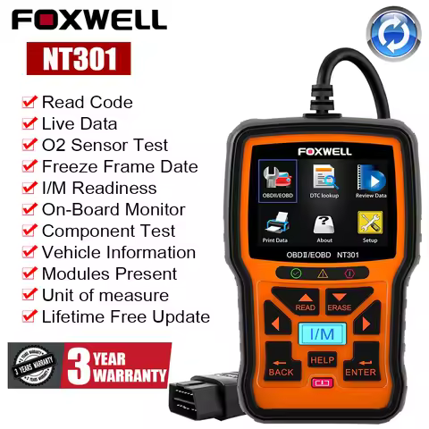 FOXWELL NT301 Full OBDII/EOBD Code Reader Scanner Automotive Professional Scanner Diagnostic Tool PK