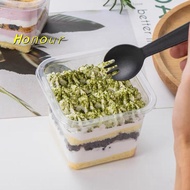 [Honour-t] 50Pcs Plastic Dessert Cups With Lids 400ml Reusable Cupcake Container Clear Square Single