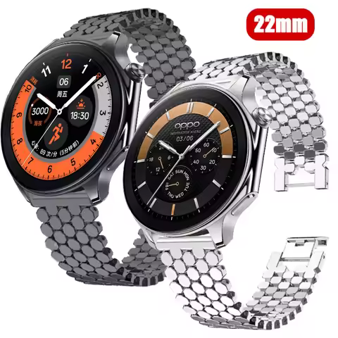 22mm Fish Scale Metal Strap For OPPO Watch X X2 OPPO Watch 4 Pro Wristband Correa For OnePlus Watch 