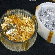 Coonn Gold Silver Leaf Flakes Epoxy Set Foil Flakes for Resin Mode for  Making Craft Slime Painting Craft Nail Art Home