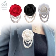 Vintage Camellia Brooch, Imitation Pearl Beaded Corsage with Tassel Design Camellia Brooch Brooch fo