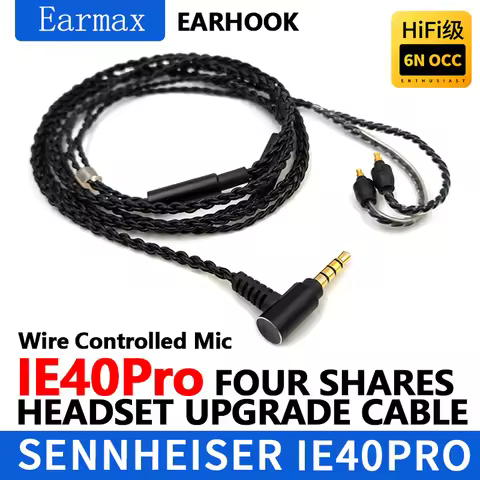 For Sennheiser IE40PRO Earphones Replaceable 4-Strand 3.5mm Single Crystal Copper Upgrade Cable