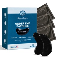 Blue Oasis Under Eye Patches for Puffy Eyes and Dark Circles - 20 Pairs Brightening Black Pearl, Hya