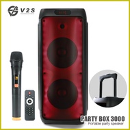 ✅ ✸ ⚾︎ V2S Party Box 3000 Rechargeable Wireless Digital Audio Speaker System Trolley Type With Wire