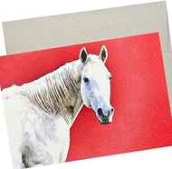 White Horse Greeting Card with Envelope (7X5 Inches and Blank Inside for All Occasions) White pony o