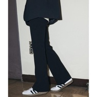 [HZA] 148-160cm Loose Sport Nurse Bootcut Flare Jersey Pants Leisure Women's High Waist Stretch  Boo