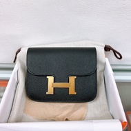 全新 Hermes constance slim 黑金康康短夾/腰包