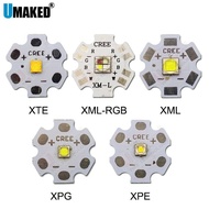 50PC 3W 5W 10W CREE XML XPE  T6 LED Emitter diode bead WW/W/R/G/B/RGB High Power LED chip on 16mm 20