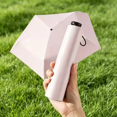 Ultra Light Carbon Fiber Mini Folding Umbrella 3 Fold Black Coated Sun Parasol UV Protection Rain an