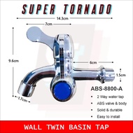 ABS-8800-A Bathroom Twin Basin Tap Wall Mounted 2 Way Water Tap Faucet Toilet Kepala Paip Air Sinki 