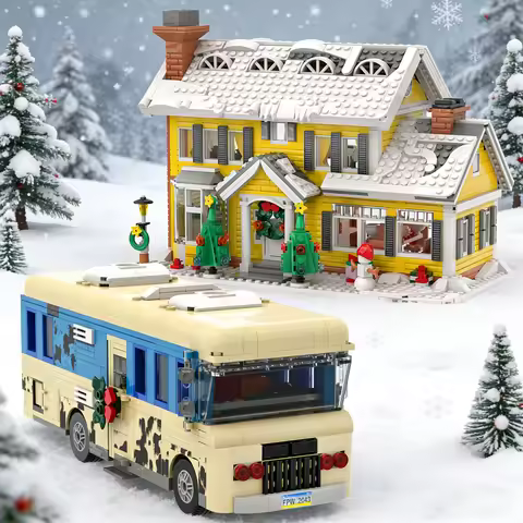Christmas Holiday House Vacation and Cousin Eddie's RV Building Blocks Model Movie Bricks Toys Birth