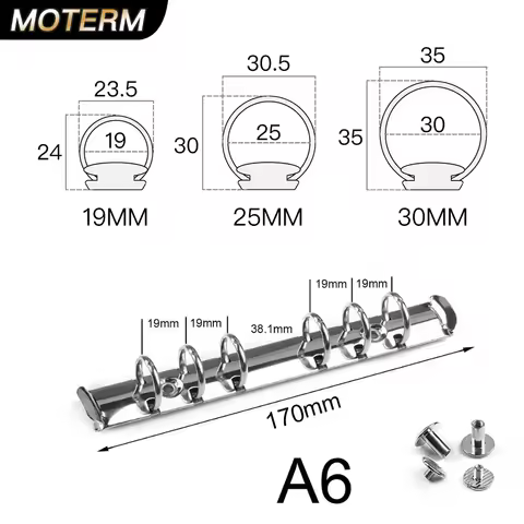 Moterm A6 Size Metal Spiral Rings Binder Clip With 2 Pairs of Screw For Diary Notebook Binder Clip F