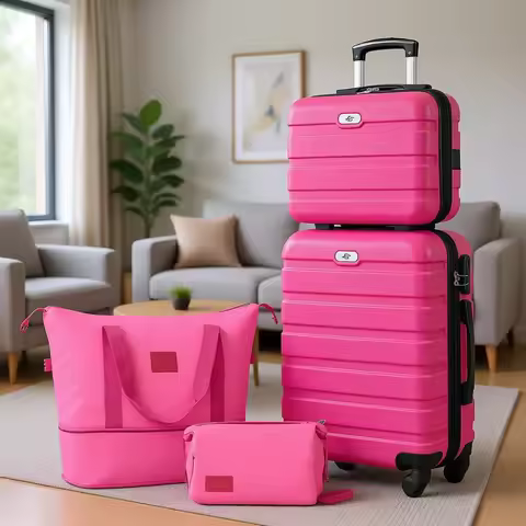 Carry On Luggage Set 22x14x9 Airline Approved 4 Piece ABS Hardside 20inch with 360°Spinner Wheels Li