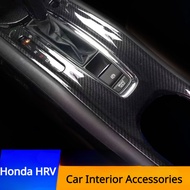 Honda HRV Vezel 2014-2021 Carbon Fiber Trim Gear Console Panel Protector Cover Car Interior Accessor